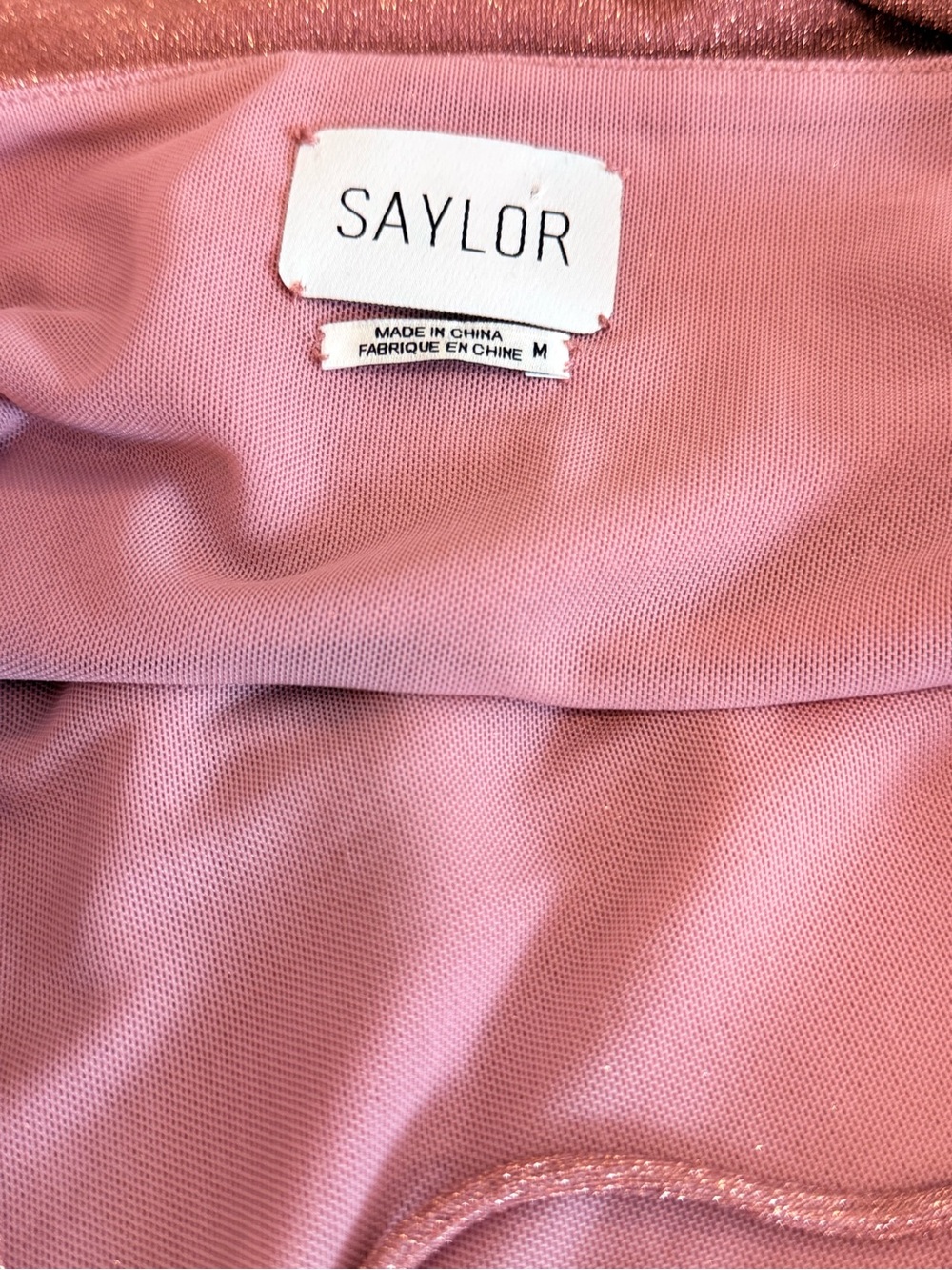 Saylor Jaine Peach Metallic Lurex Mini Dress Quiet Luxury Coastal Cocktail M View 2